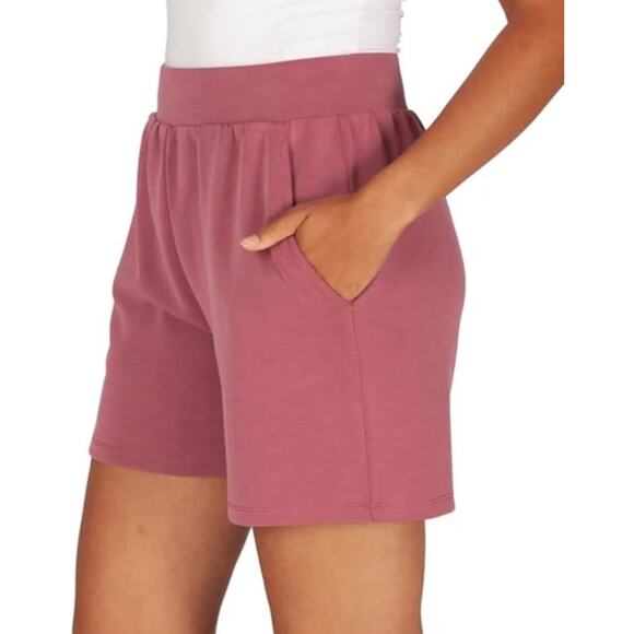 LazyPants Women's Active Luxe Pockets Stretch Soft Shorts, Berry, Size L - Picture 1 of 4